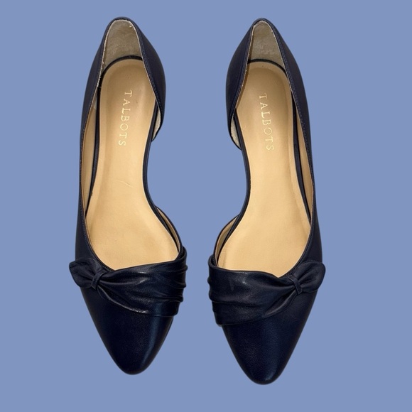 TALBOTS EDISON PLEATED DORSAY FLATS - NAPPA LEATHER Navy 9.5M - Picture 5 of 7